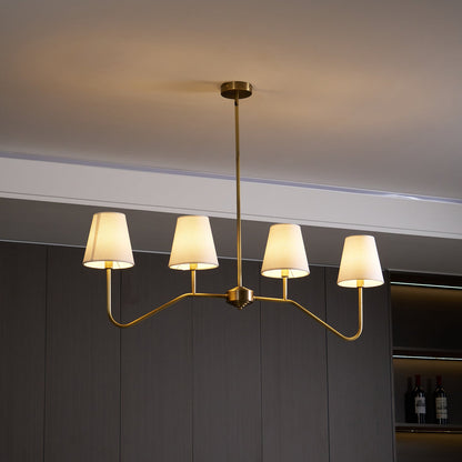 Colette Linear Brass Fabric Shade Chandelier