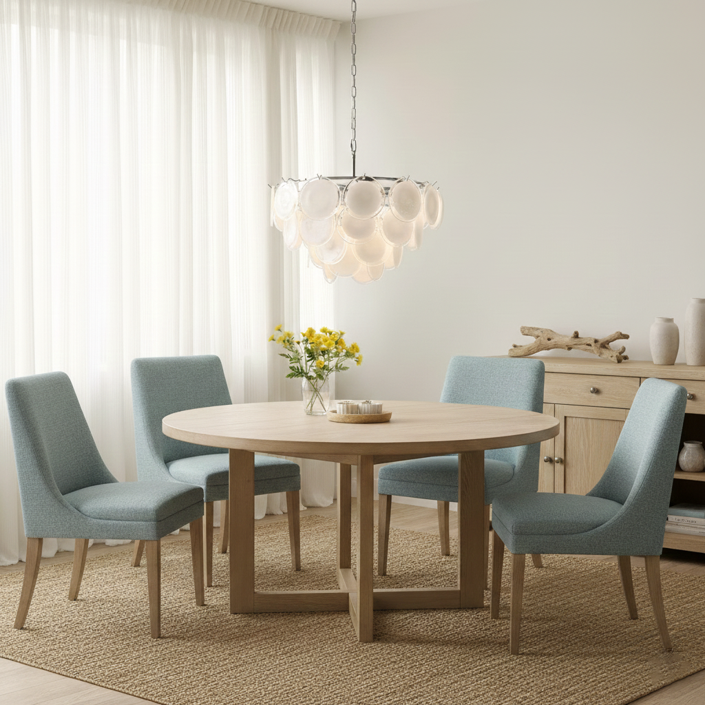 Delphine Glass Disc Chandelier, White Layered Shades with Metal Frame