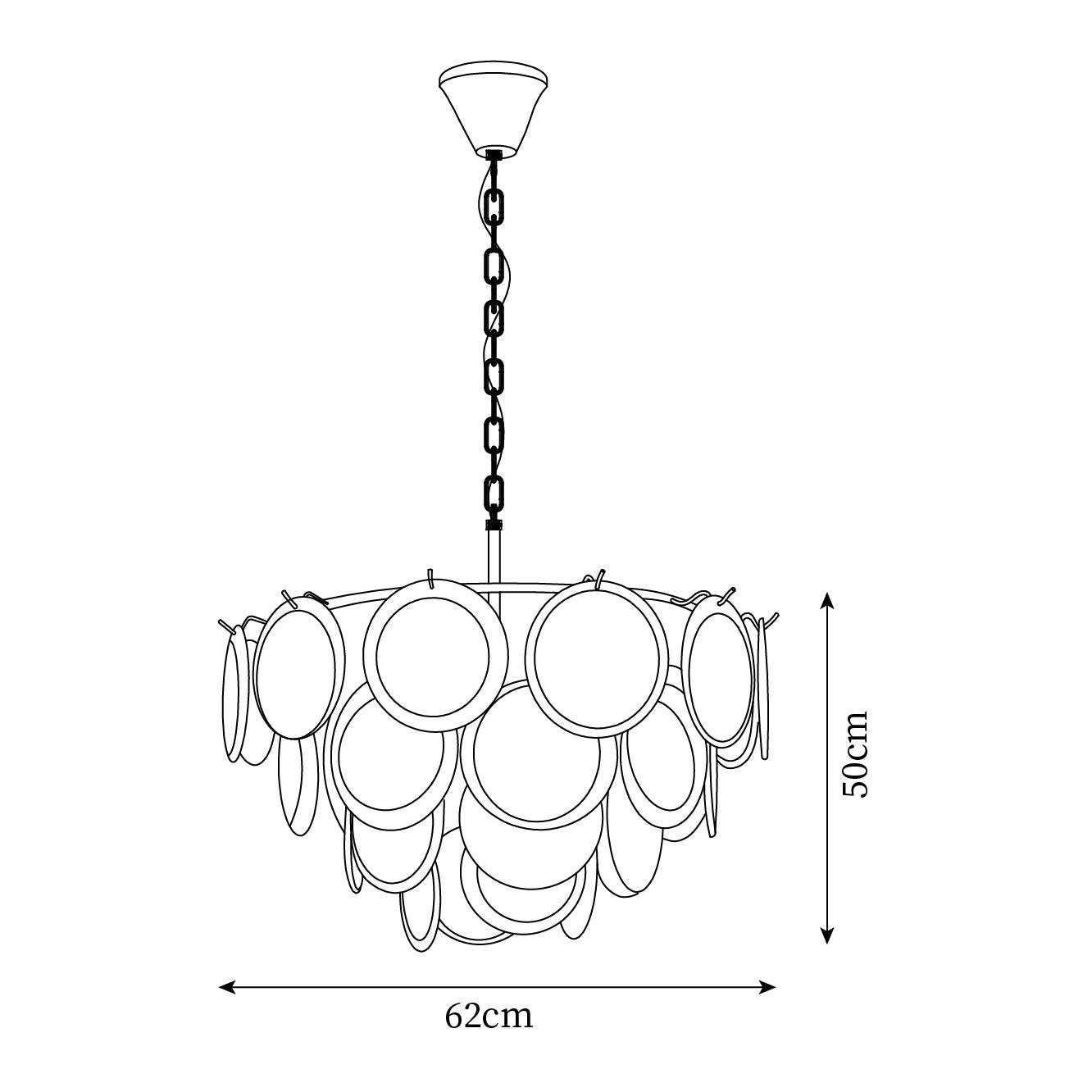 Delphine Glass Disc Chandelier, White Layered Shades with Metal Frame