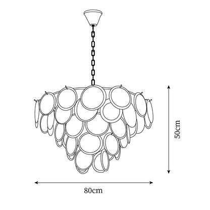 Delphine Glass Disc Chandelier, White Layered Shades with Metal Frame