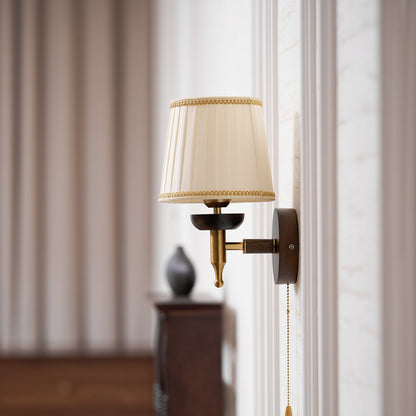 Isabelle Blixen Wall Lamp Wood and Fabric Classic Lighting