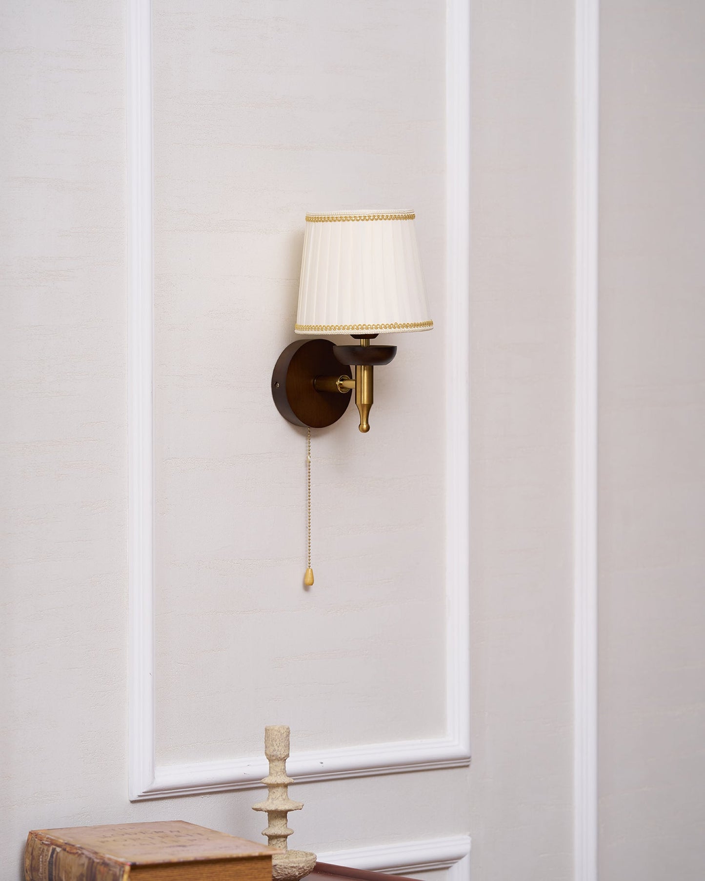 Isabelle Blixen Wall Lamp Wood and Fabric Classic Lighting