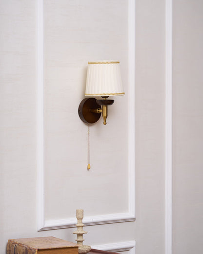 Isabelle Blixen Wall Lamp Wood and Fabric Classic Lighting