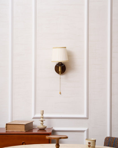 Isabelle Blixen Wall Lamp Wood and Fabric Classic Lighting