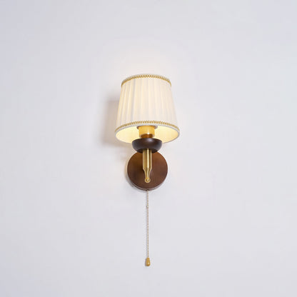 Isabelle Blixen Wall Lamp Wood and Fabric Classic Lighting