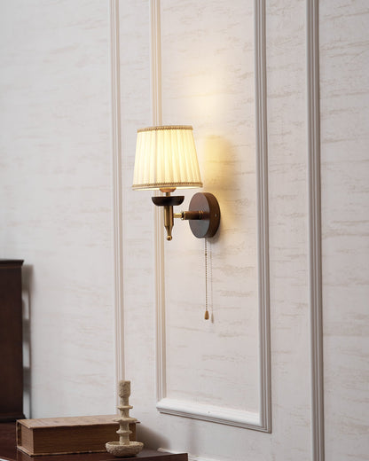Isabelle Blixen Wall Lamp Wood and Fabric Classic Lighting