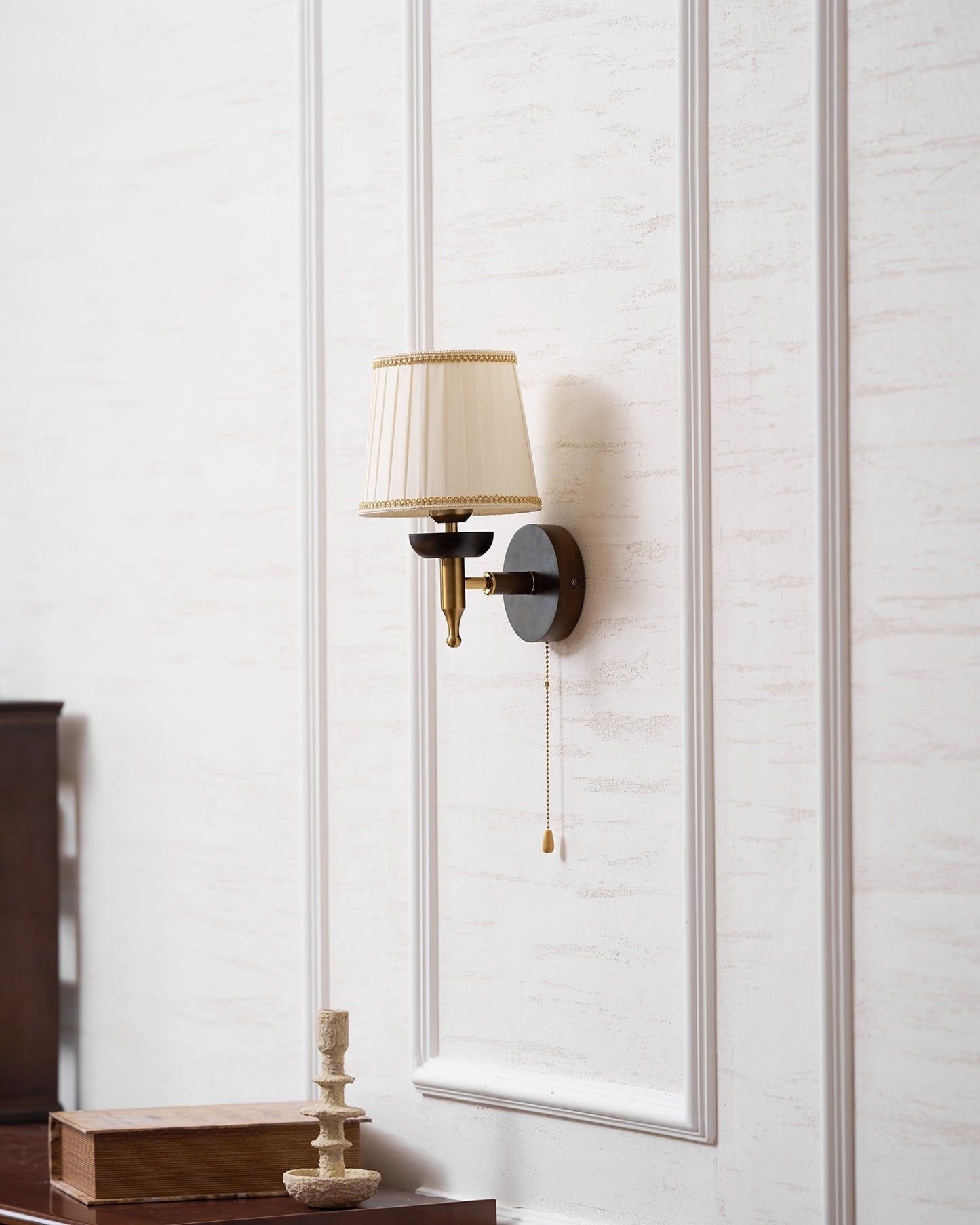 Isabelle Blixen Wall Lamp Wood and Fabric Classic Lighting