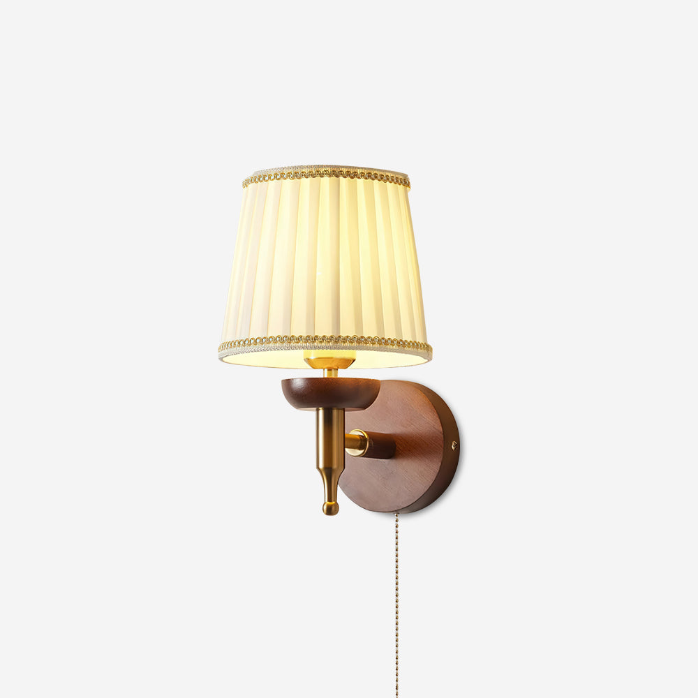 Isabelle Blixen Wall Lamp Wood and Fabric Classic Lighting
