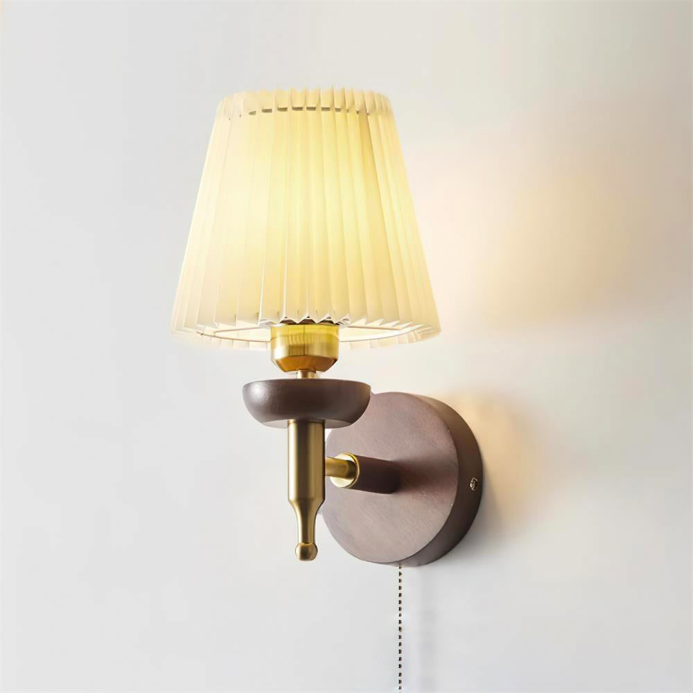 Isabelle Blixen Wall Lamp Wood and Fabric Classic Lighting