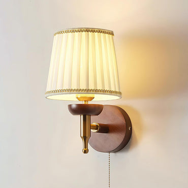 Isabelle Blixen Wall Lamp Wood and Fabric Classic Lighting