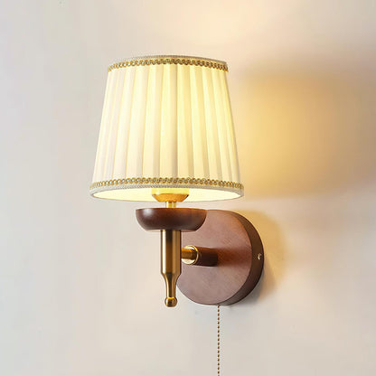 Isabelle Blixen Wall Lamp Wood and Fabric Classic Lighting