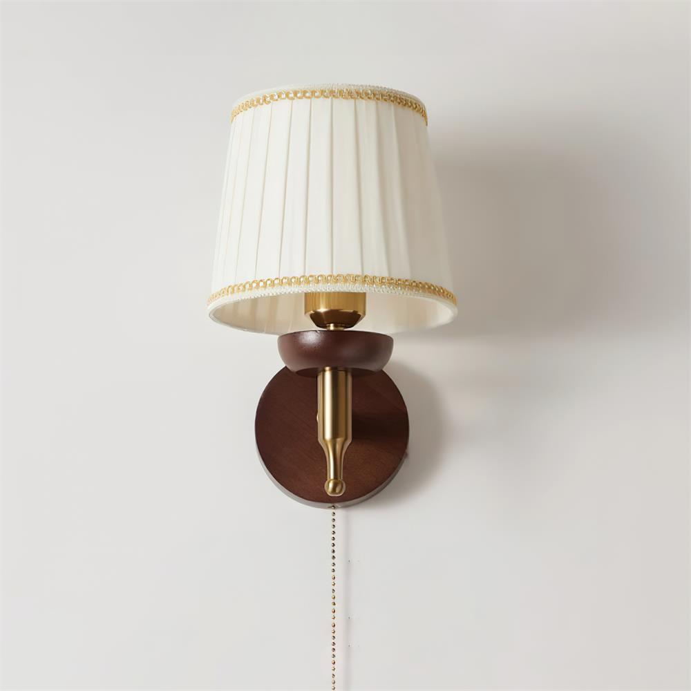 Isabelle Blixen Wall Lamp Wood and Fabric Classic Lighting