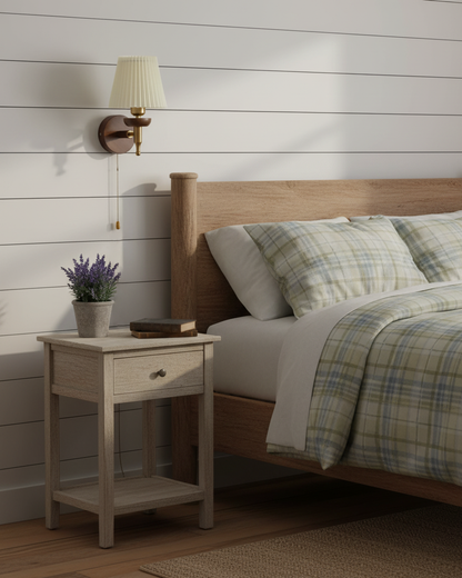 Isabelle Blixen Wall Lamp Wood and Fabric Classic Lighting