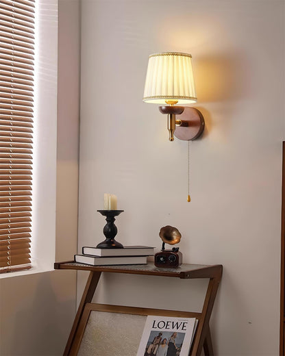 Isabelle Blixen Wall Lamp Wood and Fabric Classic Lighting