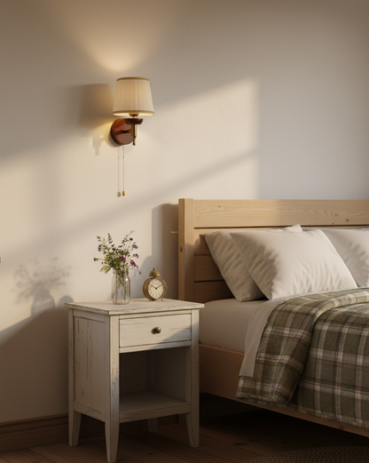 Isabelle Blixen Wall Lamp Wood and Fabric Classic Lighting