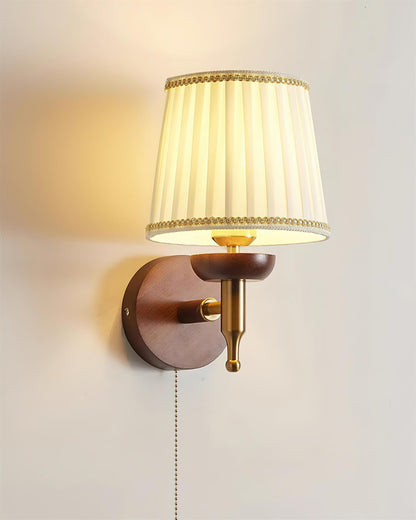 Isabelle Blixen Wall Lamp Wood and Fabric Classic Lighting