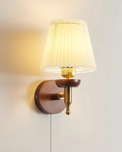 Isabelle Blixen Wall Lamp Wood and Fabric Classic Lighting