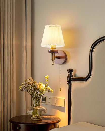 Isabelle Blixen Wall Lamp Wood and Fabric Classic Lighting