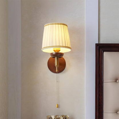 Isabelle Blixen Wall Lamp Wood and Fabric Classic Lighting