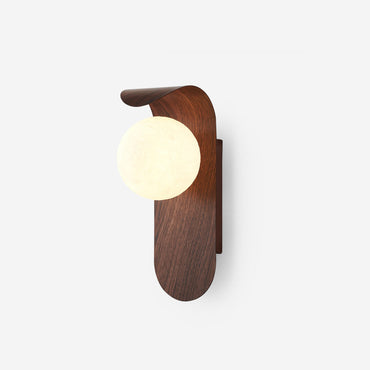 Amélie Carlyle Wall Lamp with Frosted Globe and Wood Base