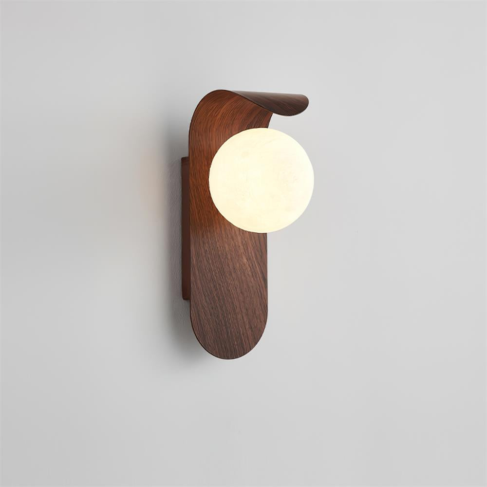 Amélie Carlyle Wall Lamp with Frosted Globe and Wood Base