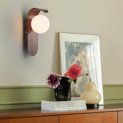 Amélie Carlyle Wall Lamp with Frosted Globe and Wood Base