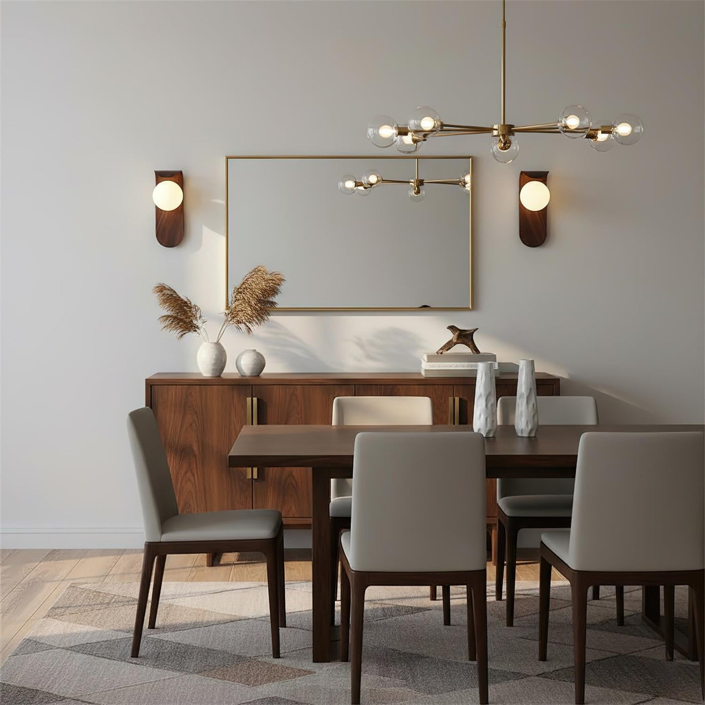 Amélie Carlyle Wall Lamp with Frosted Globe and Wood Base