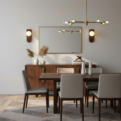 Amélie Carlyle Wall Lamp with Frosted Globe and Wood Base