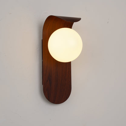 Amélie Carlyle Wall Lamp with Frosted Globe and Wood Base