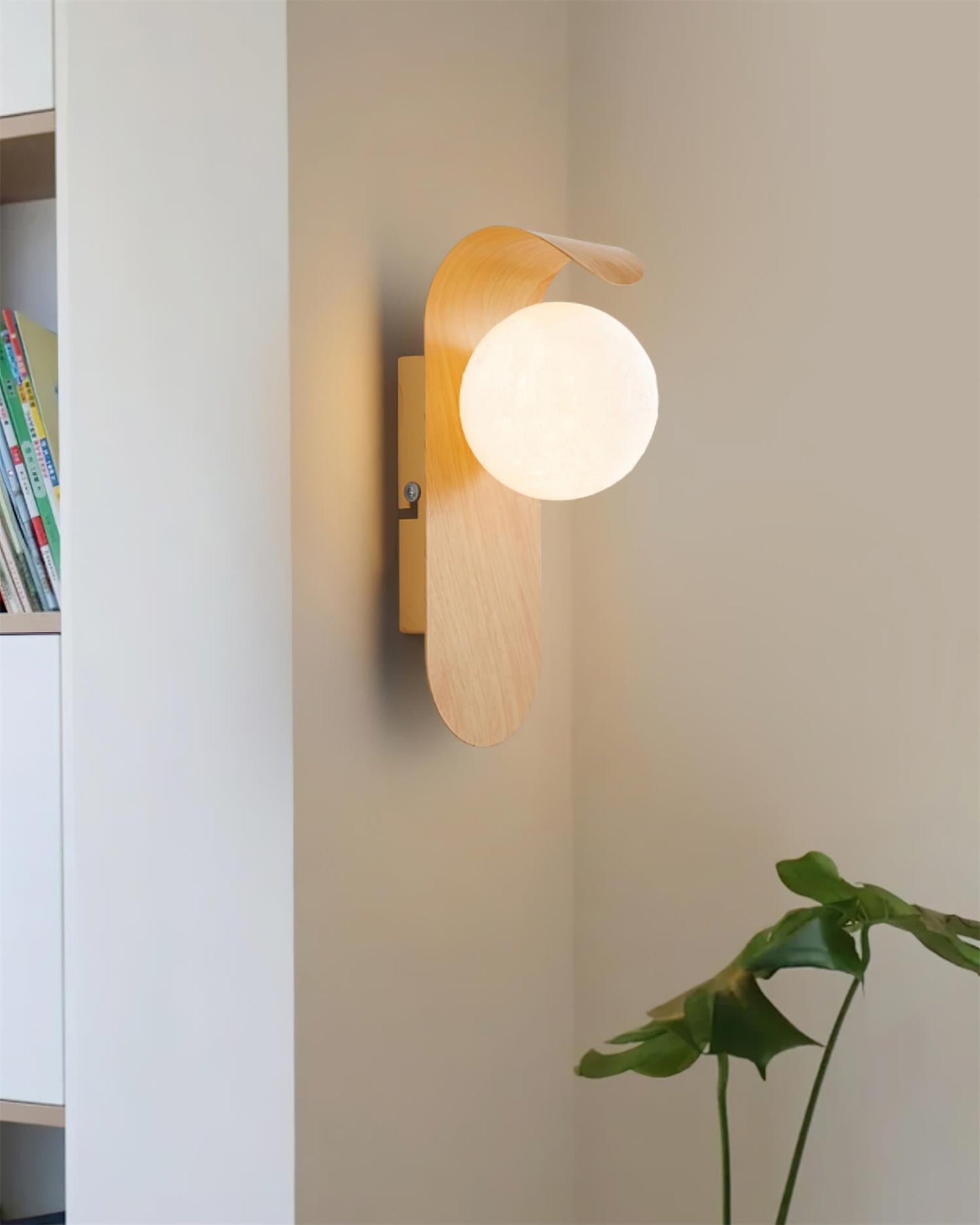 Amélie Carlyle Wall Lamp with Frosted Globe and Wood Base