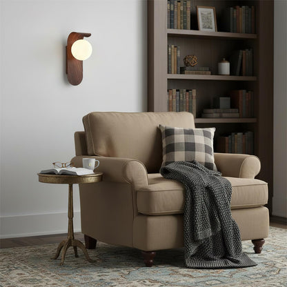 Amélie Carlyle Wall Lamp with Frosted Globe and Wood Base