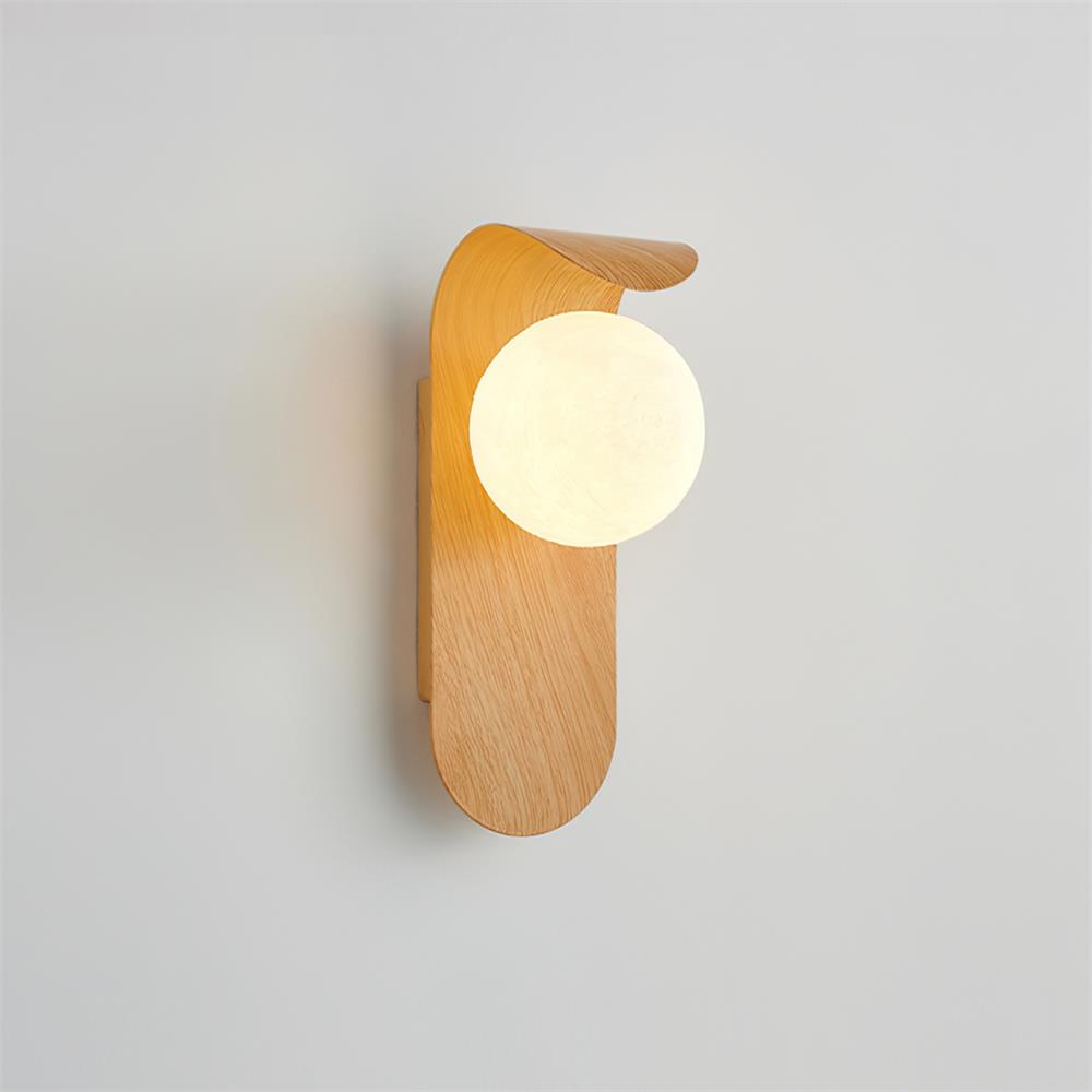 Amélie Carlyle Wall Lamp with Frosted Globe and Wood Base