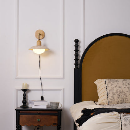 Amélie Carolia Wall Lamp Metal Wood and Travertine LED Lighting
