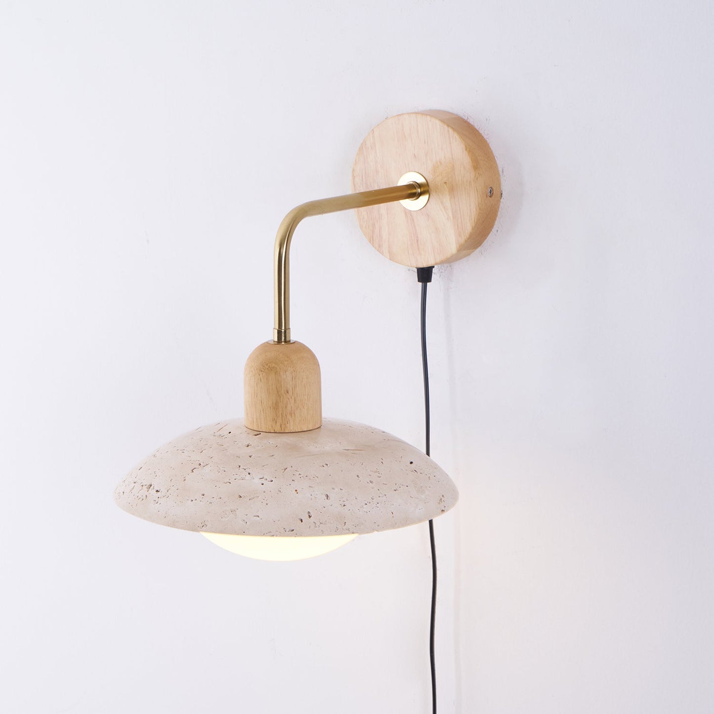Amélie Carolia Wall Lamp Metal Wood and Travertine LED Lighting