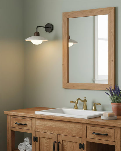 Carolia Travertine Wall Lamp with Wood Base and Brushed Brass Arm