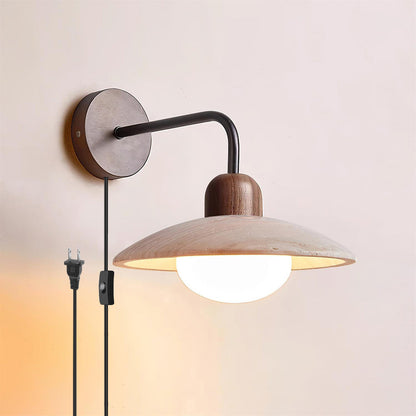 Amélie Carolia Wall Lamp Metal Wood and Travertine LED Lighting
