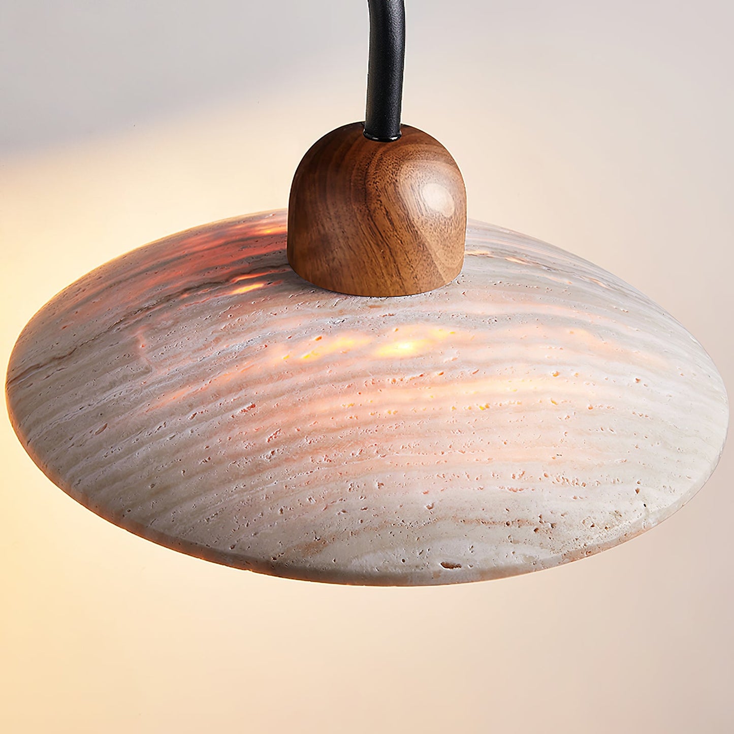 Amélie Carolia Wall Lamp Metal Wood and Travertine LED Lighting