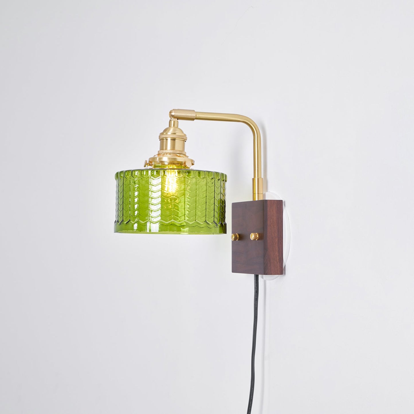 Camille Cavella Plug-In Wall Lamp with Green and Clear Fish-Scale Glass