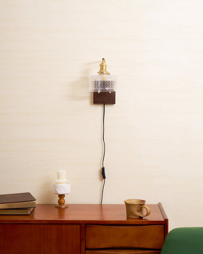 Camille Cavella Plug-In Wall Lamp with Green and Clear Fish-Scale Glass
