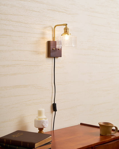 Camille Cavella Plug-In Wall Lamp with Green and Clear Fish-Scale Glass