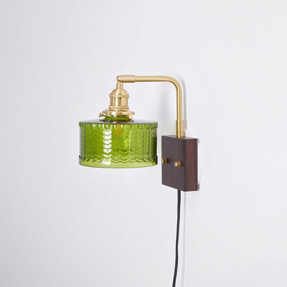 Camille Cavella Plug-In Wall Lamp with Green and Clear Fish-Scale Glass