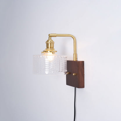 Camille Cavella Plug-In Wall Lamp with Green and Clear Fish-Scale Glass