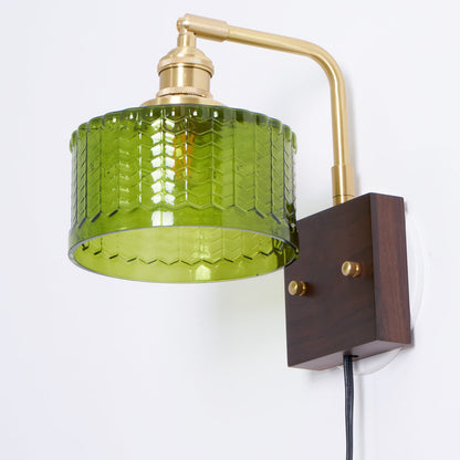 Camille Cavella Plug-In Wall Lamp with Green and Clear Fish-Scale Glass