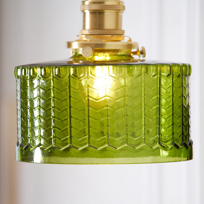 Camille Cavella Plug-In Wall Lamp with Green and Clear Fish-Scale Glass