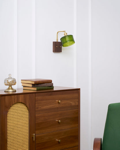 Eléonore Cavella Wall Lamp with Green Fish-Scale Glass Shade