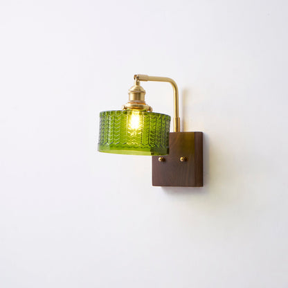Eléonore Cavella Wall Lamp with Green Fish-Scale Glass Shade