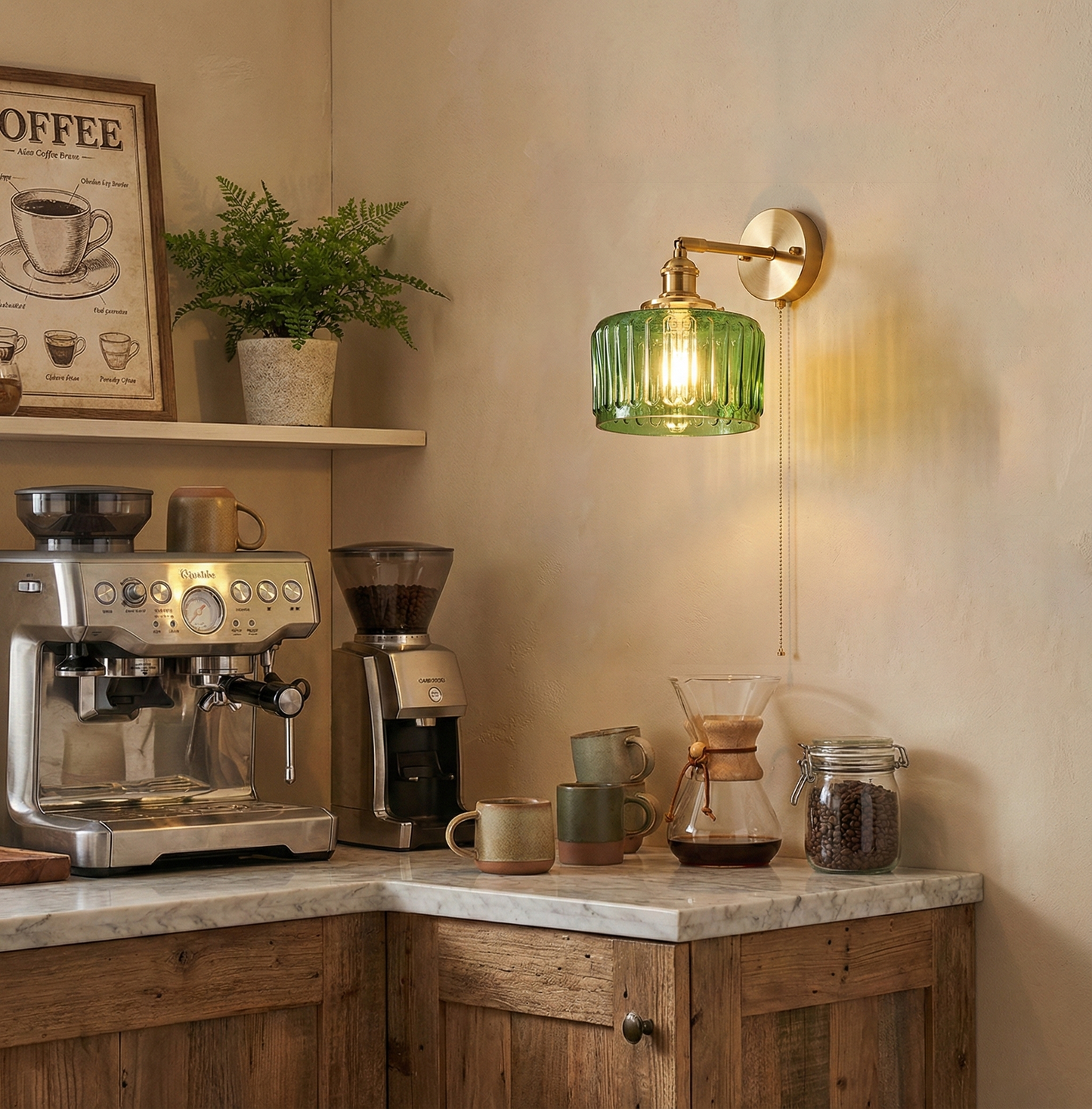 Éliane Cavella Round Wall Lamp with Textured Glass Shade