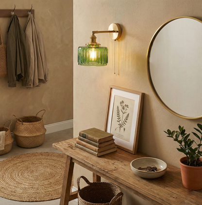 Éliane Cavella Round Wall Lamp with Textured Glass Shade