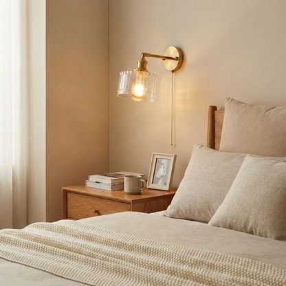 Éliane Cavella Round Wall Lamp with Textured Glass Shade