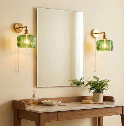 Éliane Cavella Round Wall Lamp with Textured Glass Shade